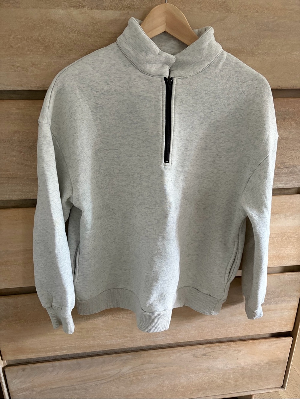 Amazon Women's Light Gray Half-Zip Funnel Neck Sweater
